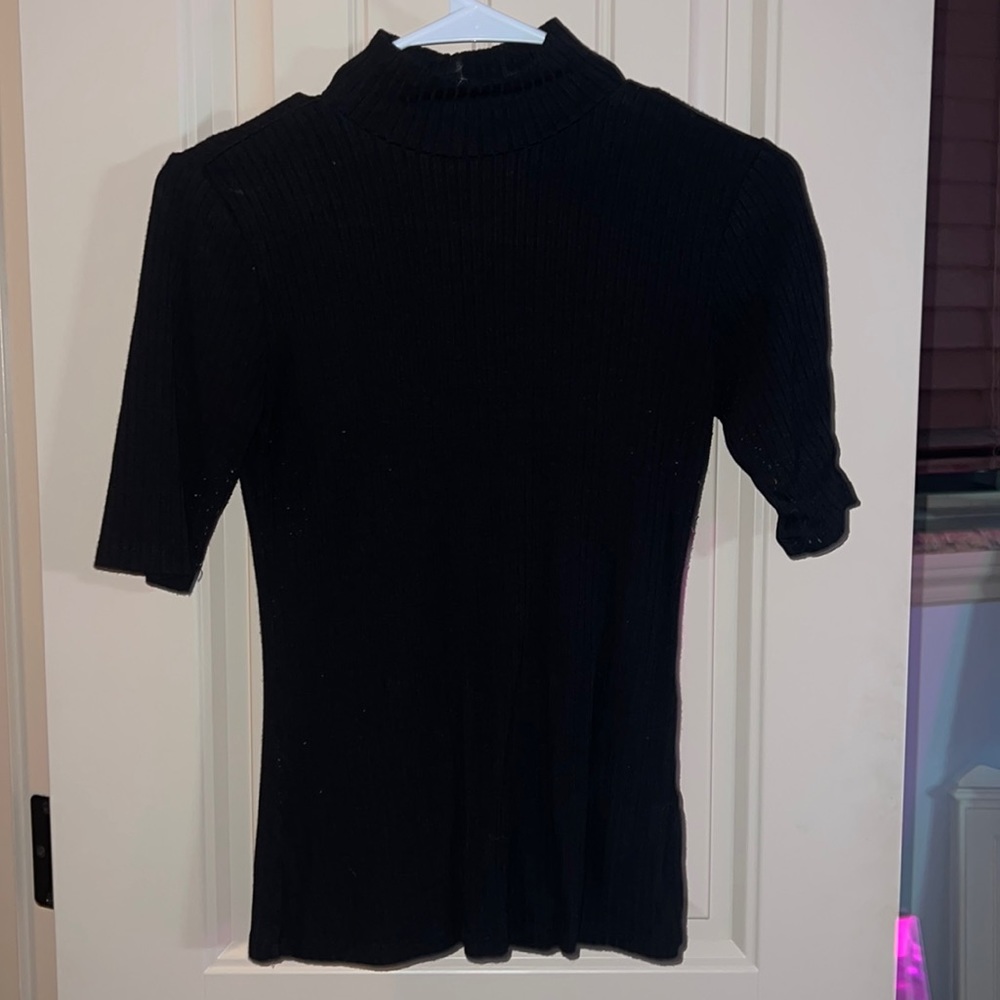 Black Ribbed Turtle Neck